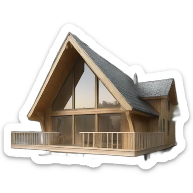 iconic scandinavian architecture wood holiday home from the front sticker