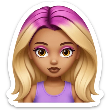 pretty bratz baddie with split dye hair sticker