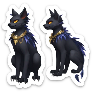 cool edgy evil pretty anthro godly legendary powerful colorful black shiny fantasy elegant nargacuga-bat-feline-Fakemon wearing a collar, techwear punk style, beautiful mane, full body sticker