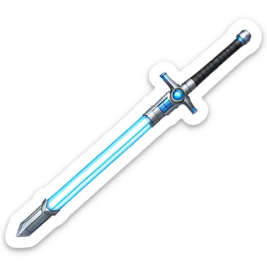 lightsaber with glowing blue blade and simple hilt sticker