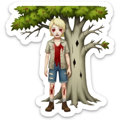 Dead body near tree blogs full body  sticker