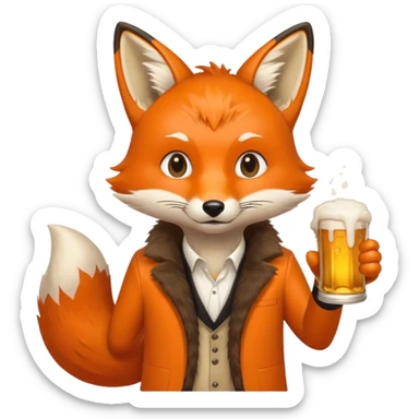 Un renard style manga qui tien une bierre marqué pmusama sticker