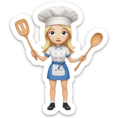 Full body 
Sexy Long Blonde hair blue eyed female chef sticker