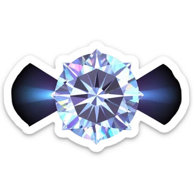 round cut white diamond with holographic effect and prismatic light rays sticker