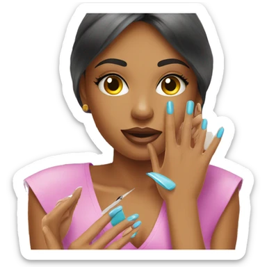 Girl getting a manicure at nail salon sticker