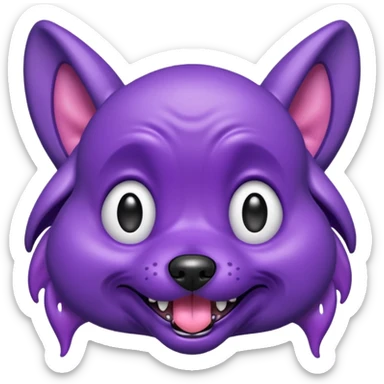 alien dog purple very big folded ear and panting sticker