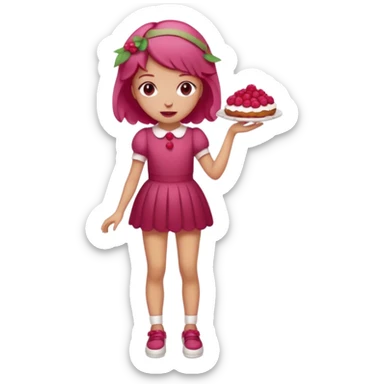 Raspberry torte human full body and legs girl with a raspberry barrette on her head sticker