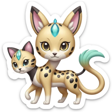 Pastel Shiny Cute Elegant Realistic Adorable Pretty Beautiful Meloetta-Meicoomon-Gatomon-Liepard-Pokémon-Digimon-Fakémon-fusion-hybrid-creature sticker