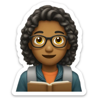 student in a library sticker