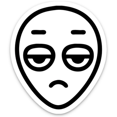 cute alien head outline showing boredom sticker