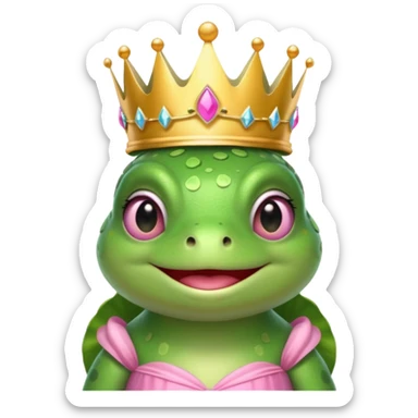 frog with with a crown pink bow and pink princess dress sticker
