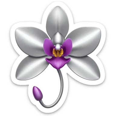metallic chrome minimalistic gray orchid sticker