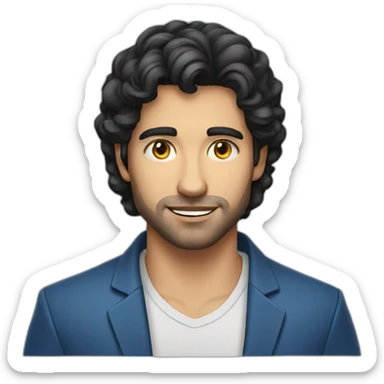 30 years old, man, caucasian, black hair, blue eyes, blazer, t-shirt, handsome sticker