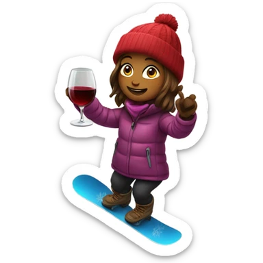 Snowboarding girl with wine sticker