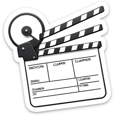 single line art movie clapper, ultra thin outlines, no fill, most minimal possible sticker