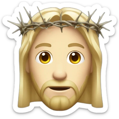 blond white jesus christ with crown of thorns sticker