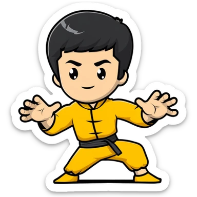 Bruce Lee with correctly proportioned hands and accurate fingers in kung fu position sticker