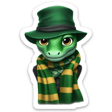 slytherin snake with slytherin scarf and hat Hogwarts sticker