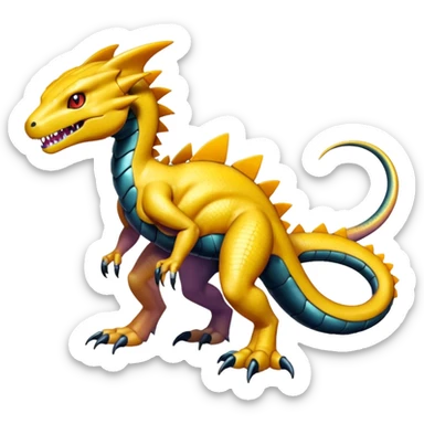 Shiny Iridescent Agumon-Genesect-Salandit-Fakémon-hybrid-creature (full body)  sticker