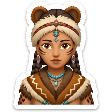 ancient woman wearing animal skin cloth sticker