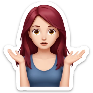 Beautiful long burgundy haired girl, shrugging shoulders sticker