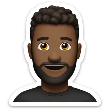 22 years old Young man, with a really dark brown short crew cut, and a faded medium dark brown beard, smiling really happy, and muscular but with a black t shirt on sticker