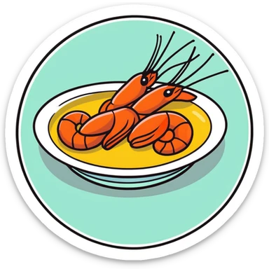 colorful cooked shrimp on a plate sticker