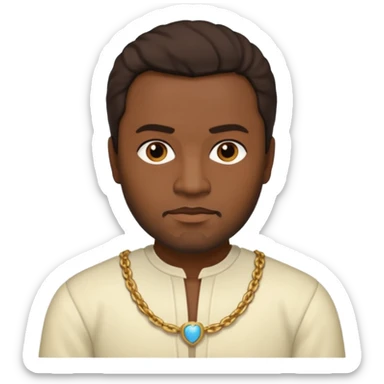 Otello with dark skin, dark brown hair, cream outfit sticker