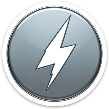 A lightning bolt emoji made of polished silver chrome, sharp yet rounded edges, glossy metallic surface, soft reflections, minimal futuristic design, iOS emoji style, centered, clean white background sticker