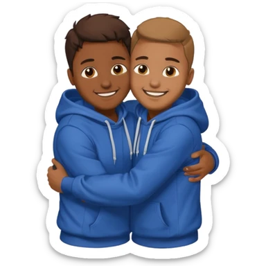 two happy brown skin guys hugging, in hoodies sticker