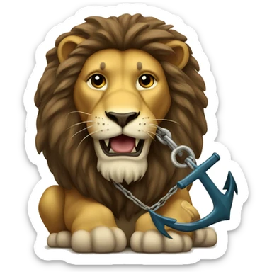 a lion holding an anchor sticker