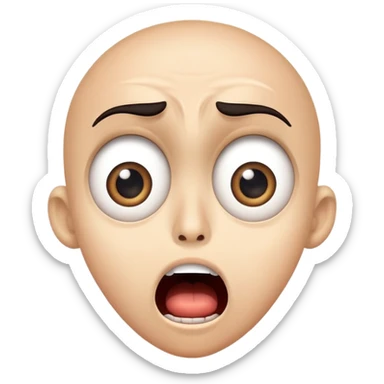 shocked face with wide eyes and open mouth, 'what the freak' reaction sticker