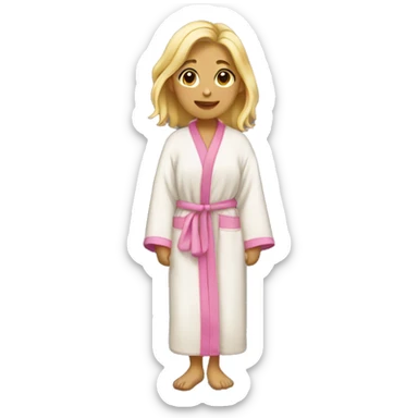 girl wearing a robe and slippers with blond hair sticker