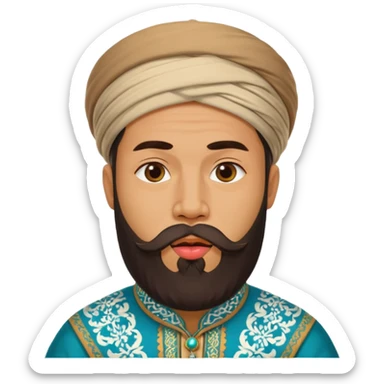 uzbek bearded man with national outfit licking his lips sticker