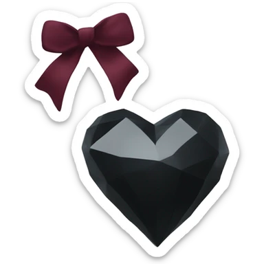 crystal black heart wrapped in a burgundy bow sticker