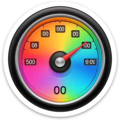 a percentage meter measuring capacity, neon colors sticker