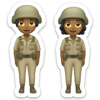 operator dressed in khaki color with a milatary helmet, without glasses, without headset, preferably female white sticker