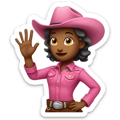 Pink cowboy girl make ok sign with raised hand sticker
