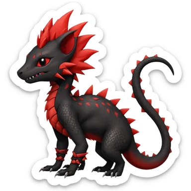 Fiery gothic evil black and red salandit-Liten-torracat with a red Mohawk  sticker