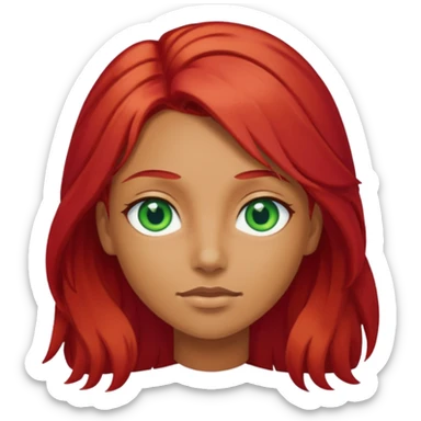 Like the first but her eye green  and blue and her hair red that brolong herwn  sticker