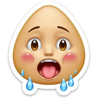 the crying emoji but realistic and it has its mouth open and you can see its tongue and its crying continually and you can see the stream sticker