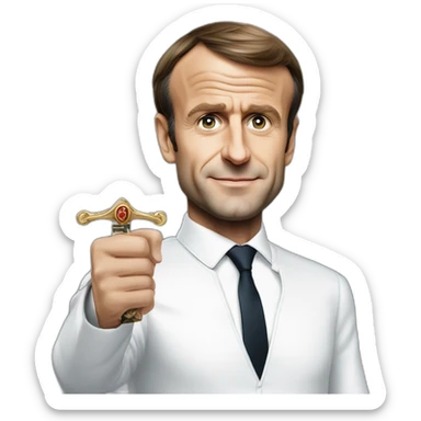 Emmanuel Macron avec une épée dans la main sticker