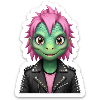pink haired metalhead lizard sticker