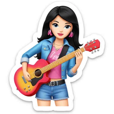 barbie rockstar   with black hair  sticker