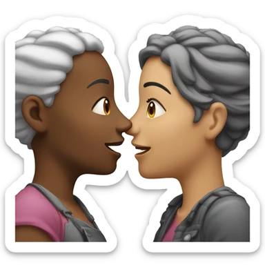 One woman whispers into the ear of another woman closing by hand sticker