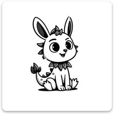 anime style bunny plant dragon with spikes, big expressive anime eyes, cute but fierce looking, detailed anime art style sticker