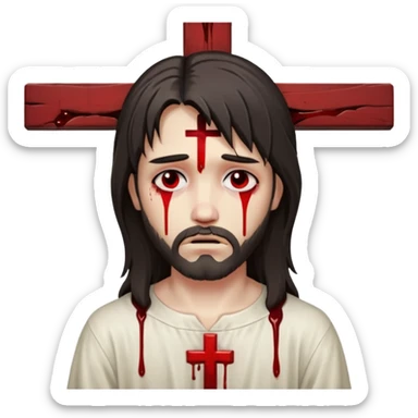 jesus-body-on-the-cross, emo hair sticker