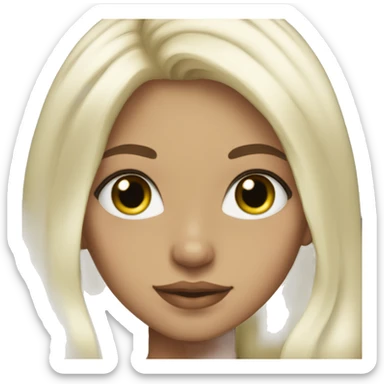 Girl, platinum blonde hair with brown roots, long hair, green eyes, tan skin sticker