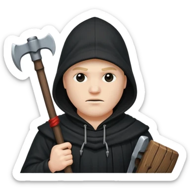 an executioner with a black hood so we can't see his face and an axe in his hand sticker