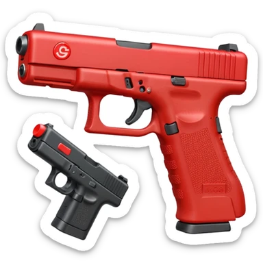 a red glock 20 with a drum mag inside of it with a red flag like people wear in real life with a incognito switch in the back plate sticker